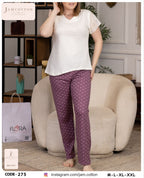 Lace-Sleeve Top and Heart Lattice Pants Pajama Set