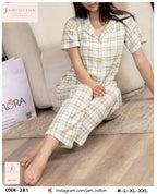 Plaid Button-Front Pajama Set