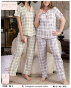 Plaid Button-Front Pajama Set