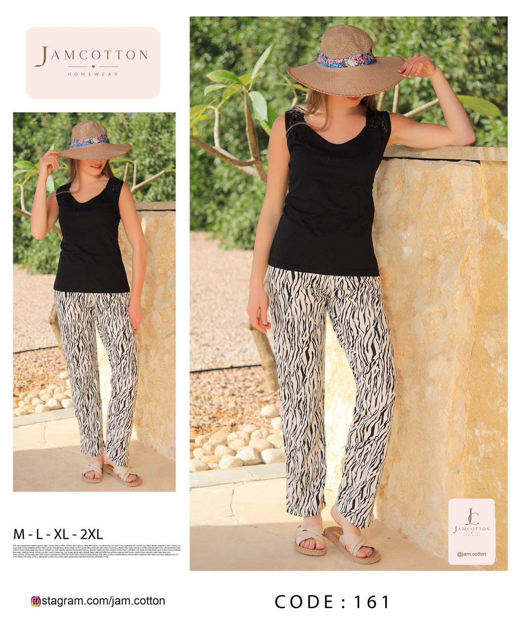 Lace-Trim Tank and Zebra Print Pants Pajama Set