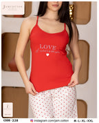 LOVE Cami and Heart Print Shorts Pajama Set