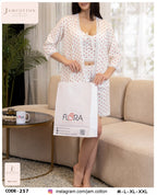 Red Heart Print 3-Piece Lace-Trim Pajama Set