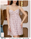 Mauve Leaf Print Cross-Back Chemise Nightdress