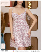 Mauve Leaf Print Cross-Back Chemise Nightdress