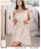 Sun Print Ruffle-Trim Tie-Waist Nightdress