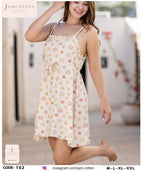 Sun Print Ruffle-Trim Tie-Waist Nightdress