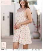 Sun Print Ruffle-Trim Tie-Waist Nightdress