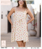 Sun Print Ruffle-Trim Tie-Waist Nightdress