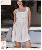 Ivory Floral Button-Front Mini Nightdress