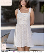 Ivory Floral Button-Front Mini Nightdress