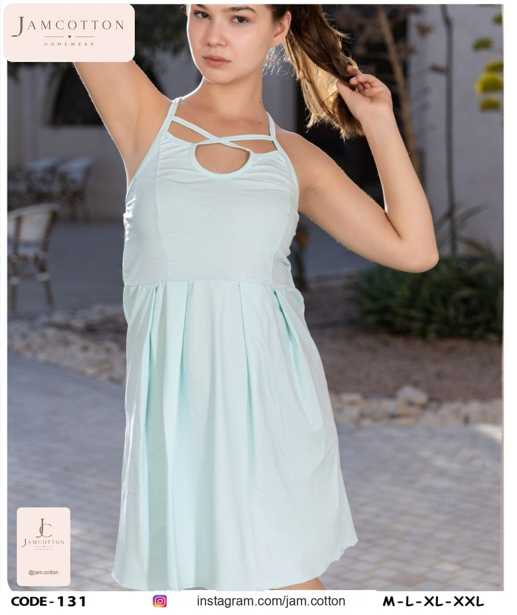 Criss-Cross Keyhole Pleated Mini Nightdress