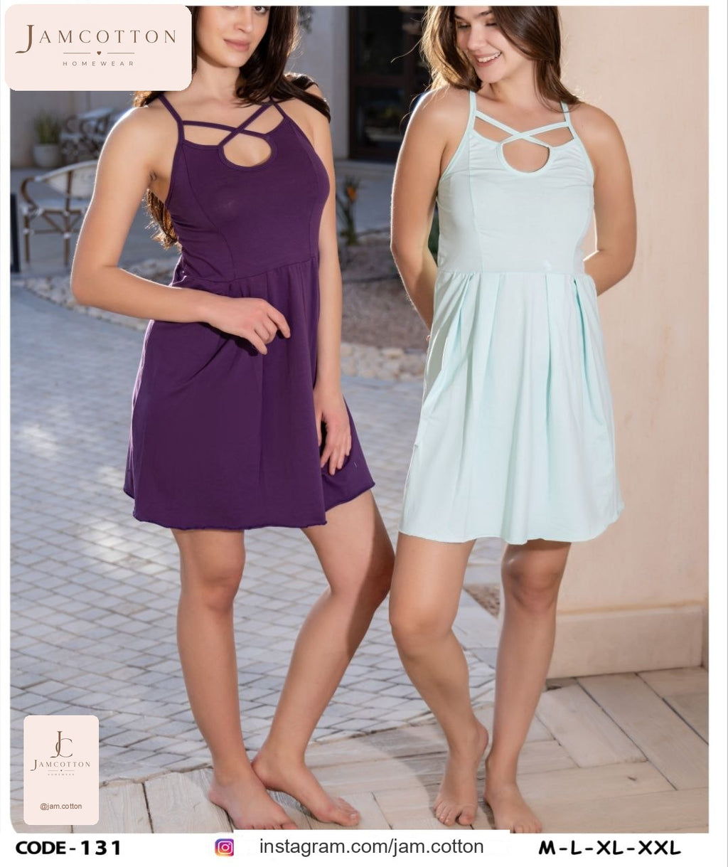Criss-Cross Keyhole Pleated Mini Nightdress