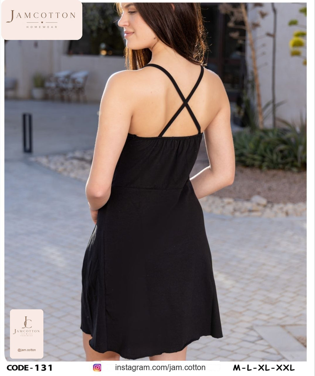 Criss-Cross Keyhole Pleated Mini Nightdress