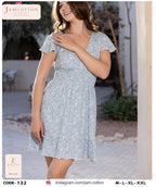 Floral Wrap-Front Flutter-Sleeve Nightdress