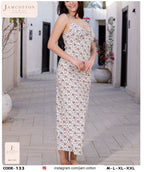 Brown Floral Vine Ruffle-Trim Maxi Nightdress