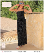 Heart Print Smocked Halter Maxi Dress