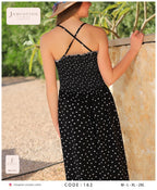 Heart Print Smocked Halter Maxi Dress