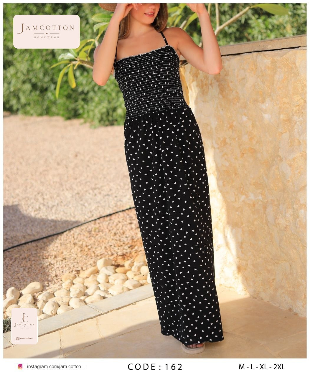 Heart Print Smocked Halter Maxi Dress
