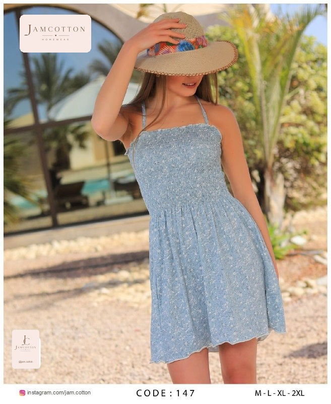 Ditsy Floral Smocked-Bodice Mini Nightdress