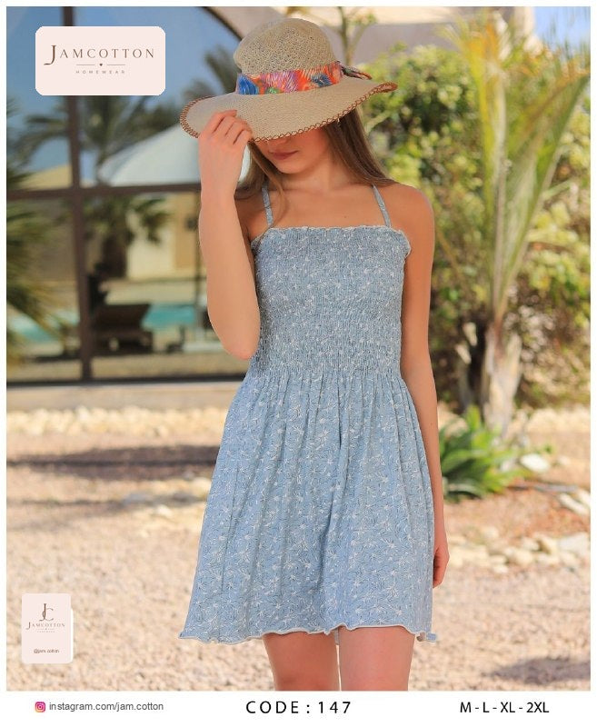 Ditsy Floral Smocked-Bodice Mini Nightdress