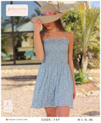 Ditsy Floral Smocked-Bodice Mini Nightdress
