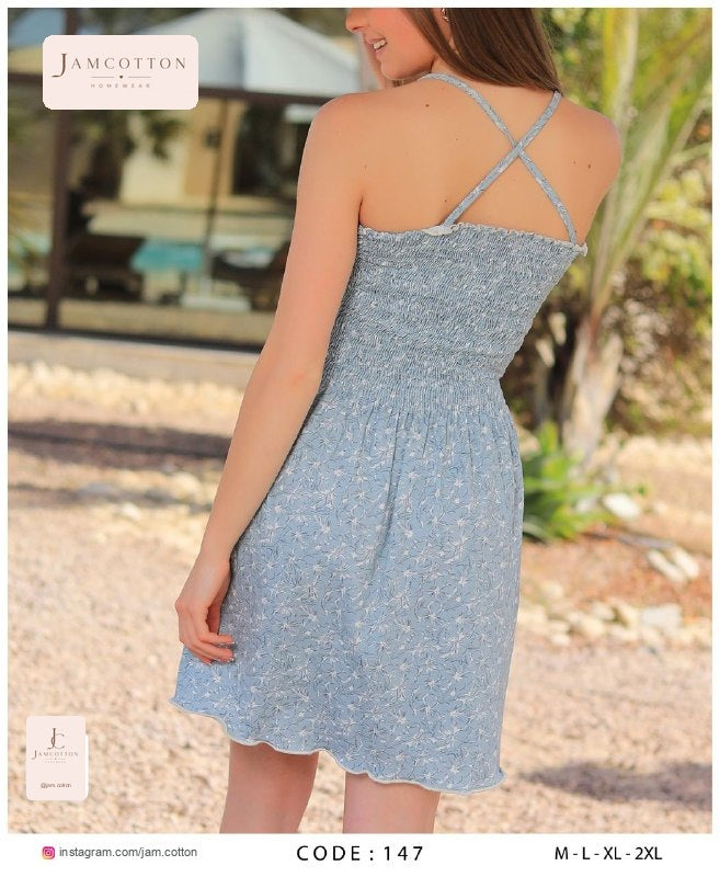 Ditsy Floral Smocked-Bodice Mini Nightdress