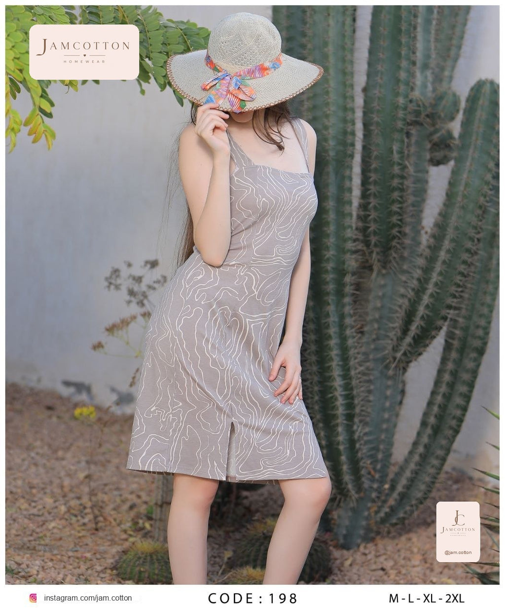 Abstract Wave Print Square-Neck Nightdress