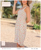 Sunburst Print Smocked Midi Nightdress